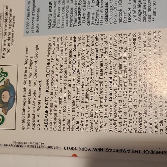 Cabbage Patch Kids Sewing Pattern World Traveler 3729 Uncut - Picture 6 of 8